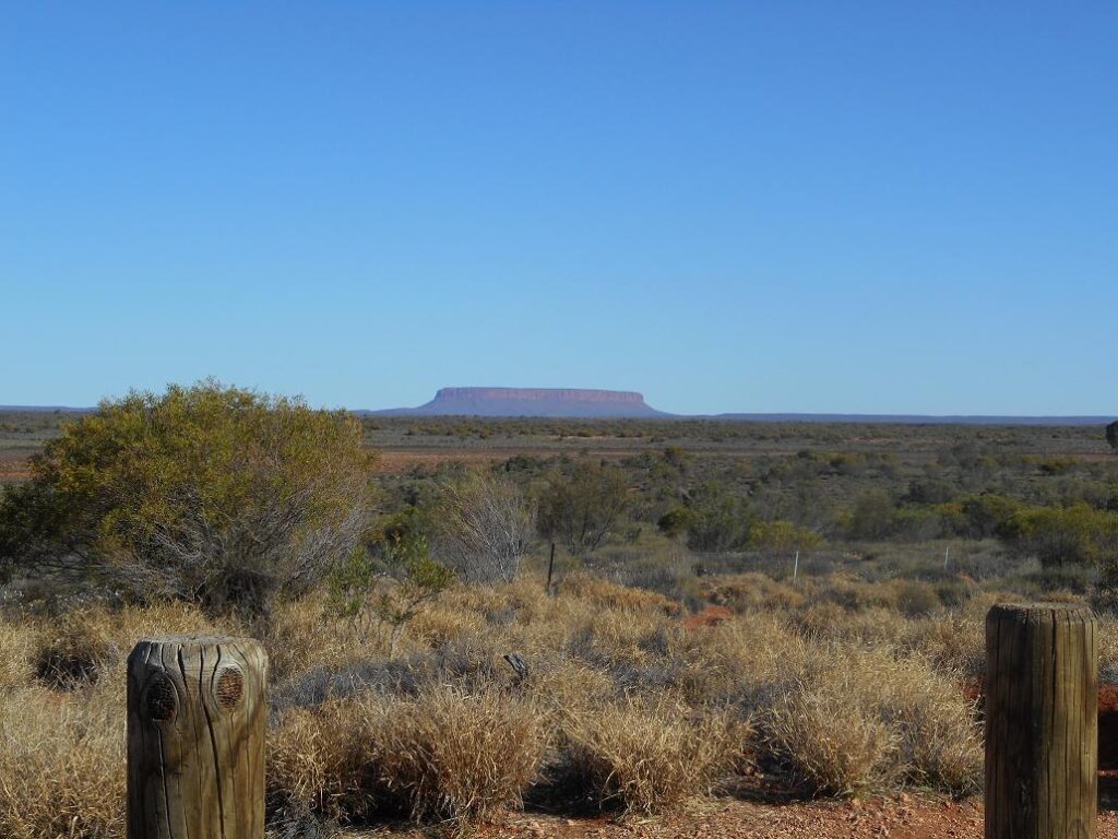 Der erste Blick auf den Uluru... dachten wir. Es ist nämlich der Mt. Conner. Kann man ja schonmal verwechseln
