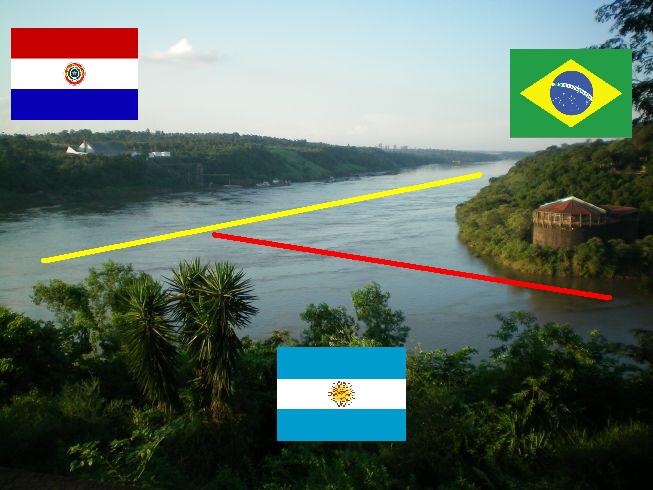 Rot: Río Iguazu; Gelb: Río Paraná